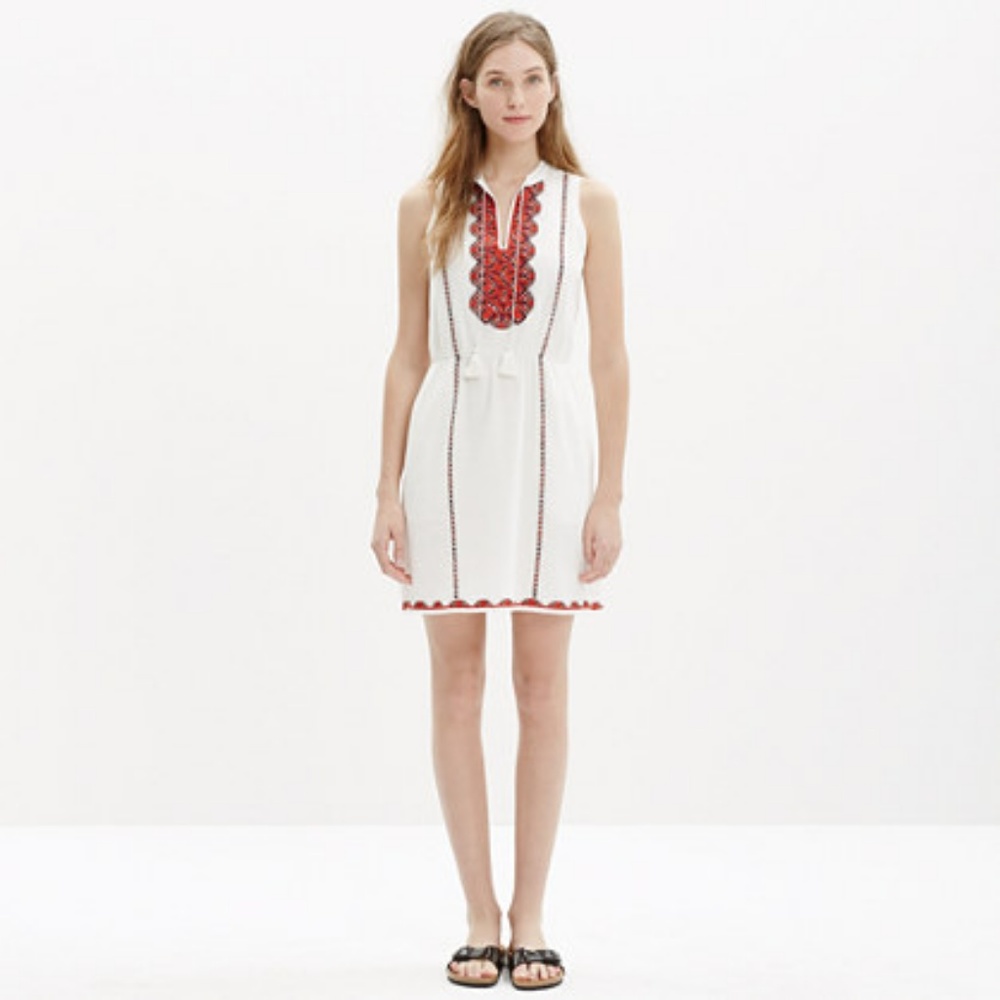 Madewell Embroidered Tassel Dress Size 10